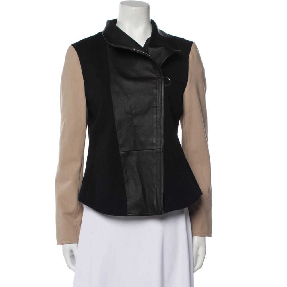 NWT Akris Punto lamb Leather Biker Jacket beige tan asymmetrical XXL XL 16 18